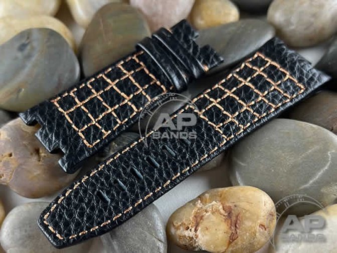 Ragnatela Black Strap Rose Gold Stitch For Audemars Piguet Royal