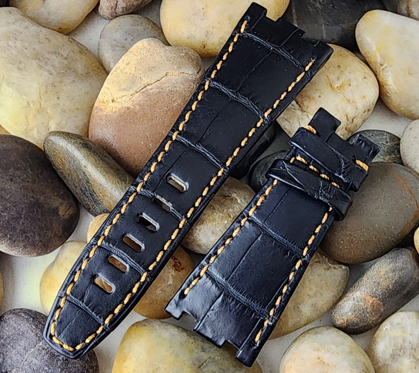 Capolavoro Black Alligator Leather Strap For Audemars Piguet Royal Oak Offshore 26470 42mm