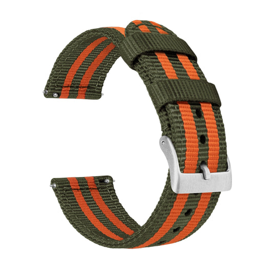 Army Green Orange Two Piece NATO® Style Watch Band