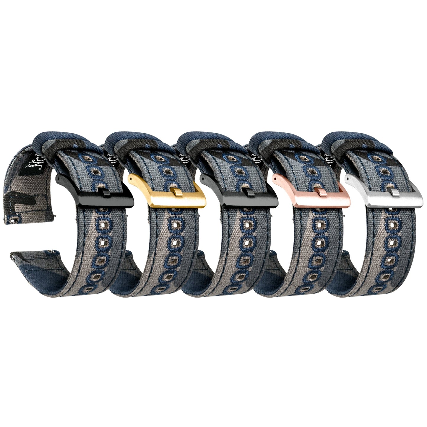 Navy Camouflage Crafted Canvas Watch Band Long (20mm, 22mm, 24mm SALE)