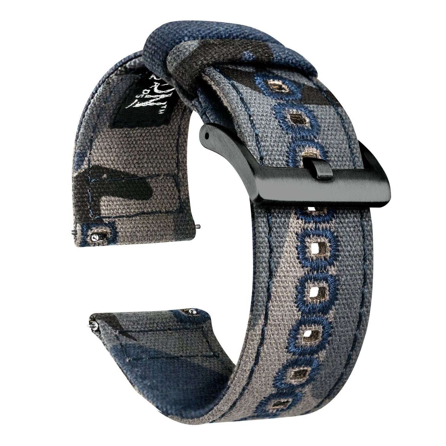 Navy Camouflage Crafted Canvas Watch Band Long (20mm, 22mm, 24mm SALE)