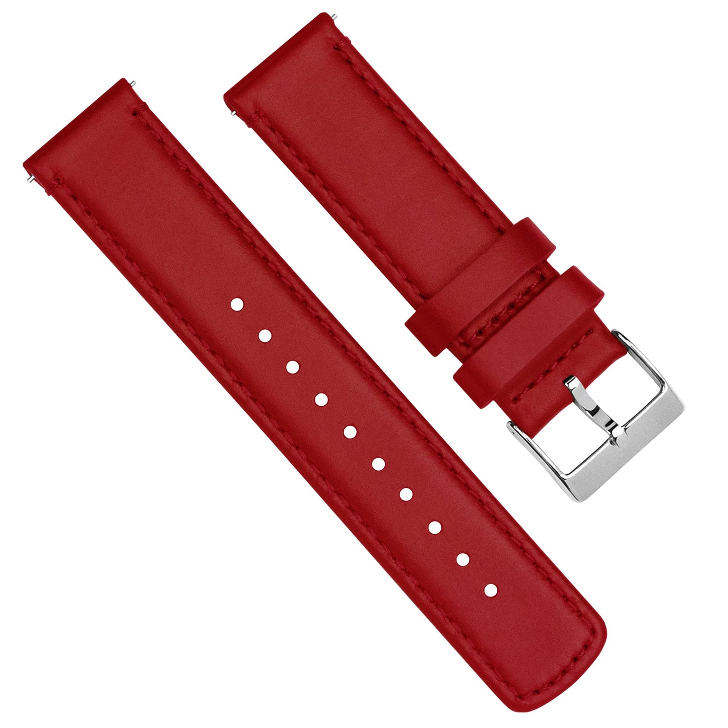 Crimson Red Leather Red Stitching Watch Band