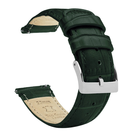 Forest Green Alligator Grain Leather Watch Band