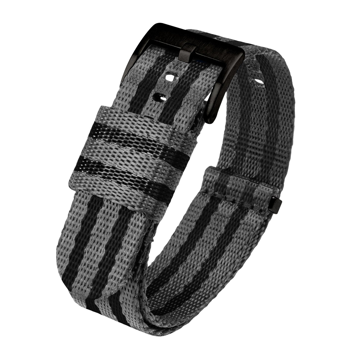 Grey With Black Stripes Elite Nylon NATO® Style Watch Band (18mm, 24mm SALE)