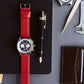 Crimson Red Leather Red Stitching Watch Band