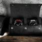 Double Recycled Leather Watch Roll Travel Case