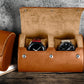 Double Recycled Leather Watch Roll Travel Case