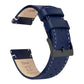 Navy Blue Leather Linen Stitching Watch Band