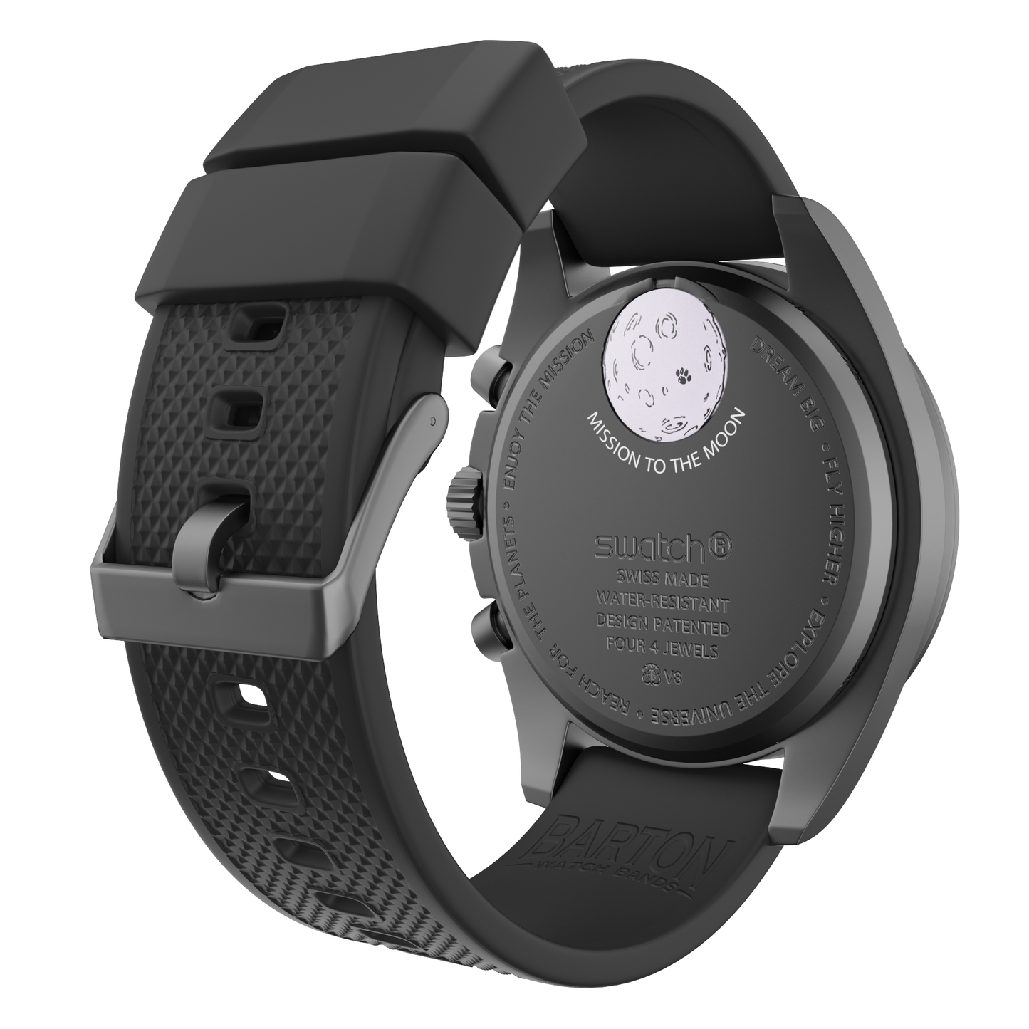 Omega Moonswatch Elite Silicone Black Watch Band