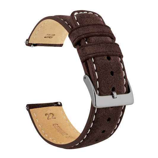 Root Brown Suede Beige Stitching Watch Band