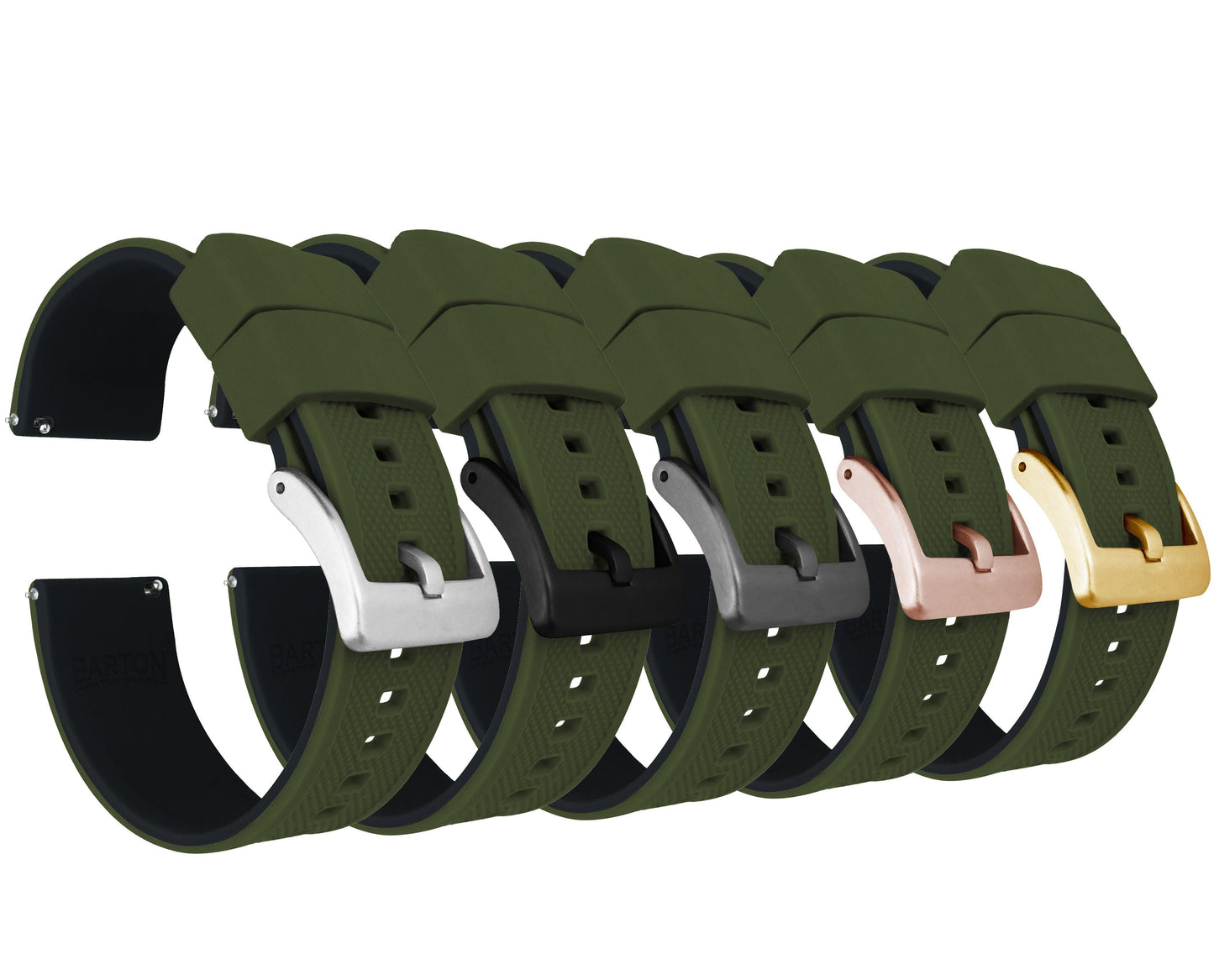 Army Green Top Black Bottom Elite Silicone Watch Band