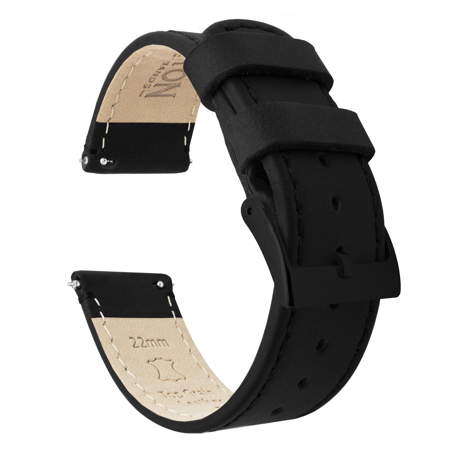 Black Leather Quick Release Watch Band