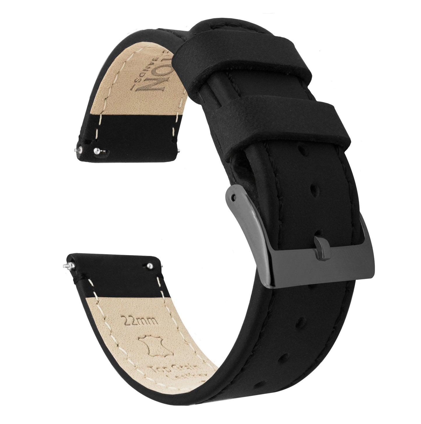 Black Leather Quick Release Watch Band