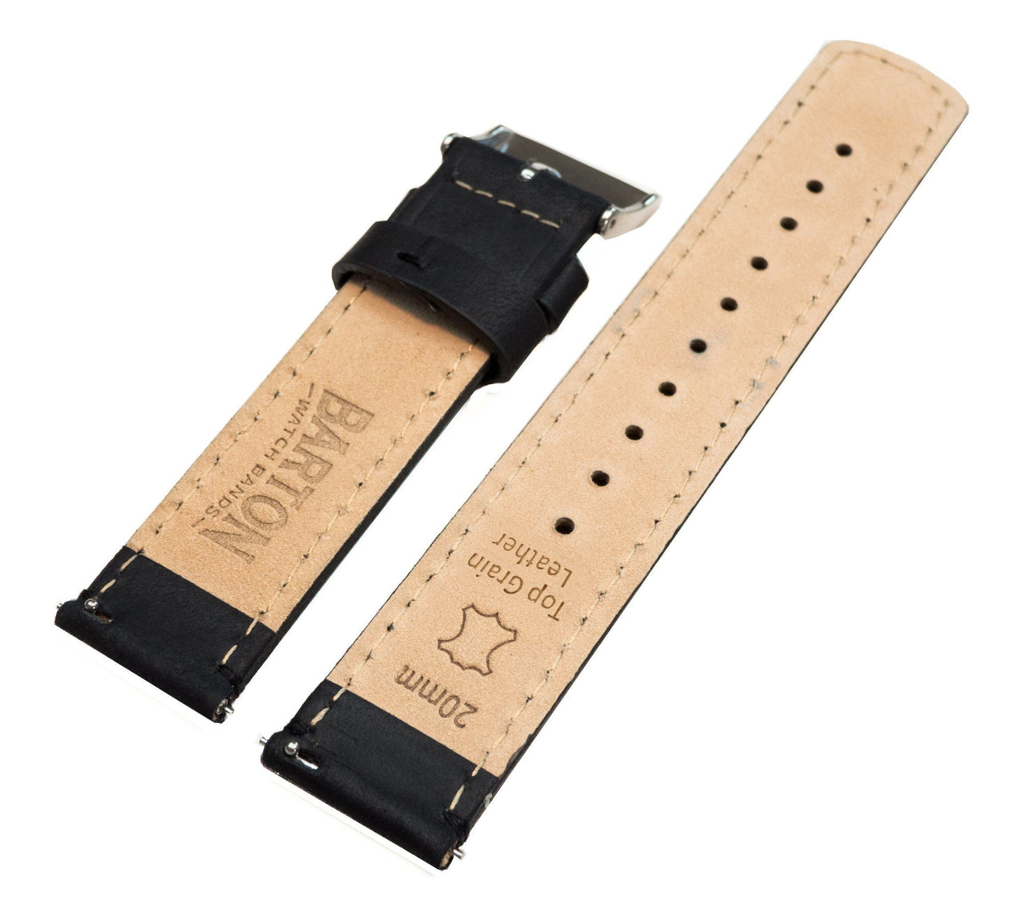 Black Leather Quick Release Watch Band