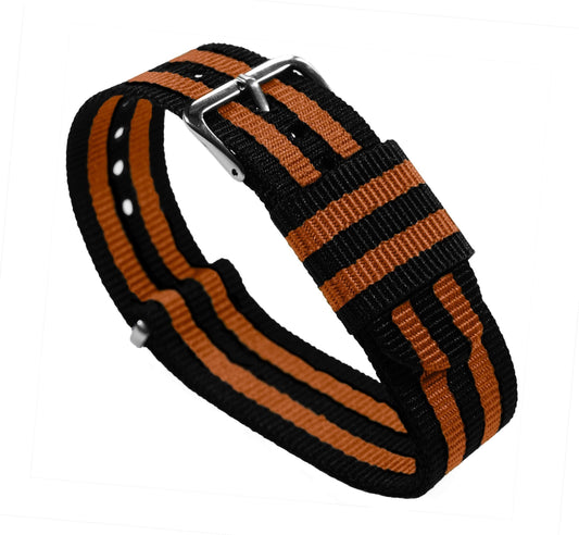 Black Orange Nylon NATO® Style Watch Band (22mm SALE)