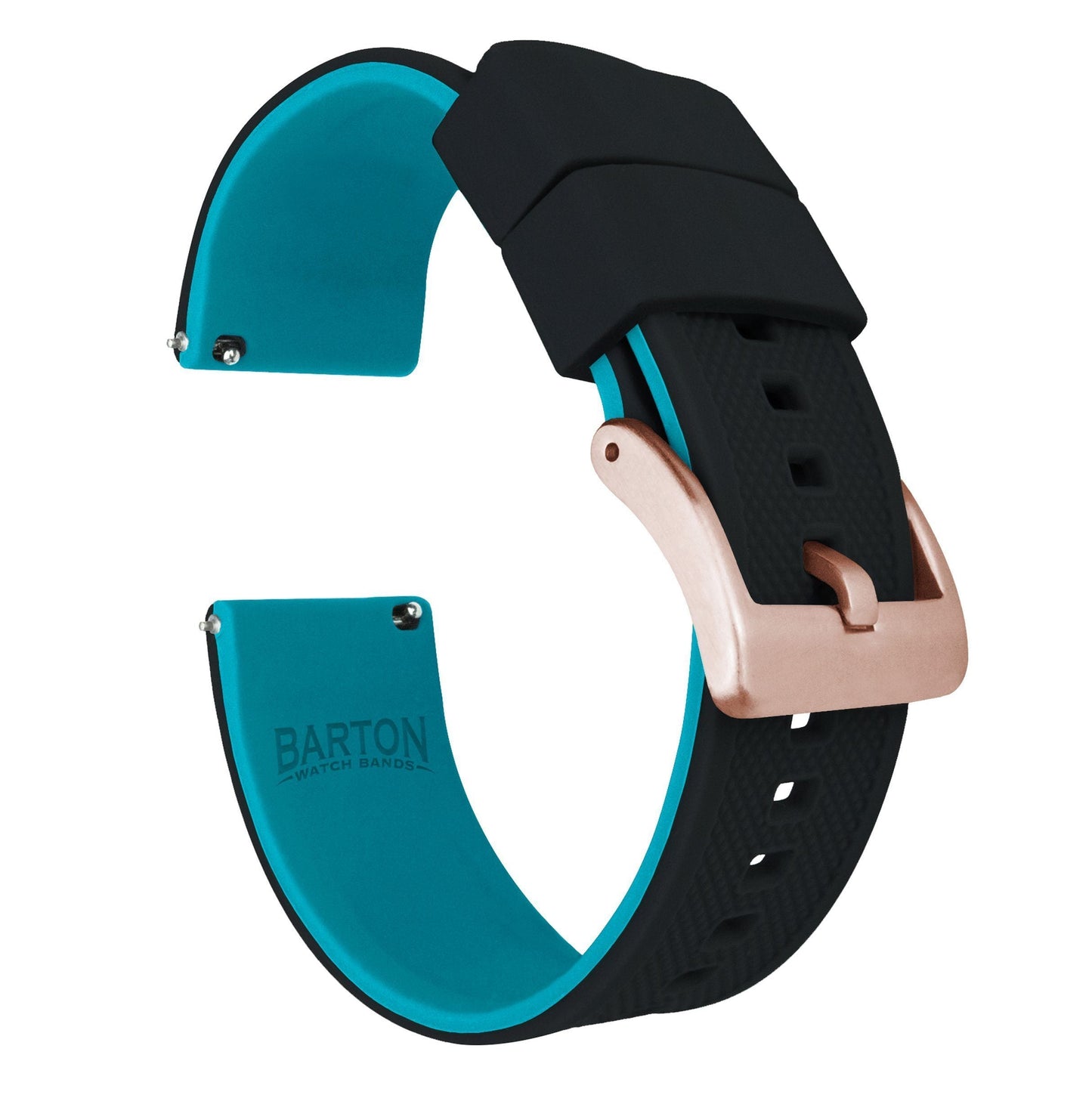 Black Top Aqua Blue Bottom Elite Silicone Watch Band