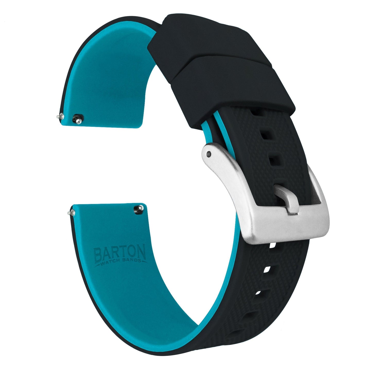 Black Top Aqua Blue Bottom Elite Silicone Watch Band