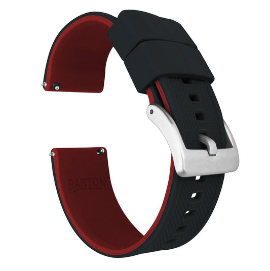 Black Top Crimson Red Bottom Elite Silicone Watch Band