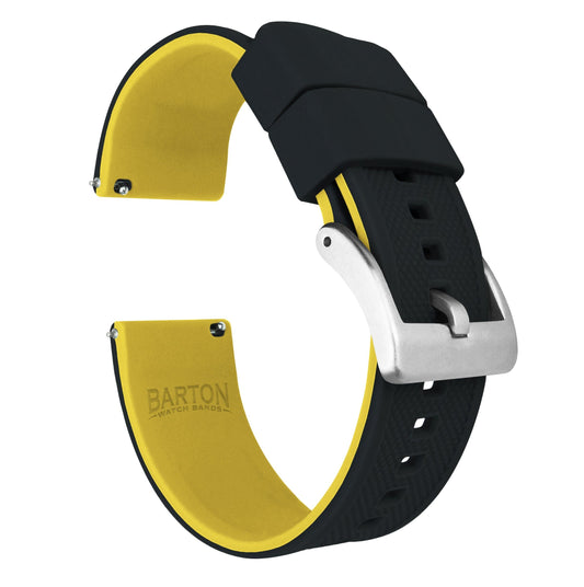 Black Top Yellow Bottom Elite Silicone Watch Band