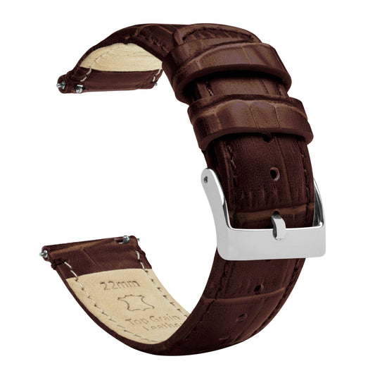 Coffee Brown Alligator Grain Leather Watch Band