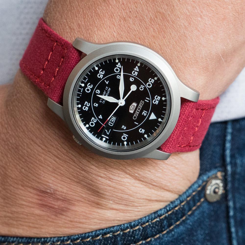 Crimson Red Premium Canvas Watch Band