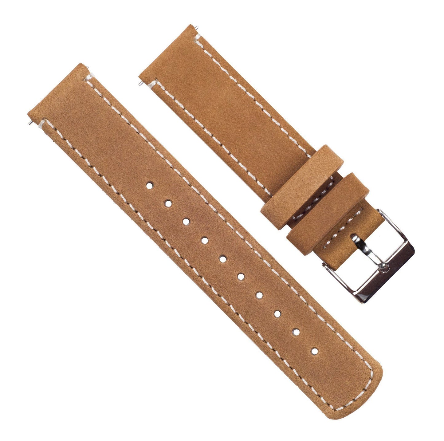 Gingerbread Leather White Stitching Quick Release Watch Band