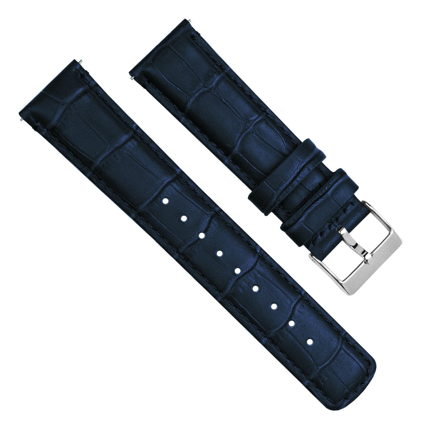 Navy Blue Alligator Grain Leather Watch Band