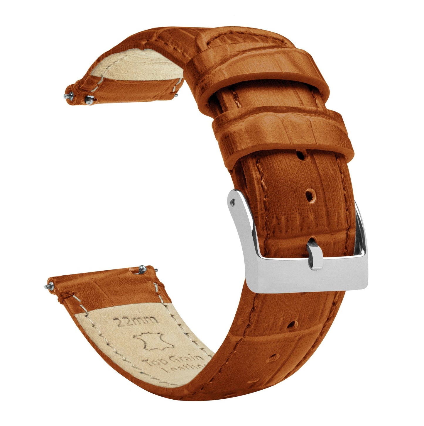 Toffee Brown Alligator Grain Leather Watch Band