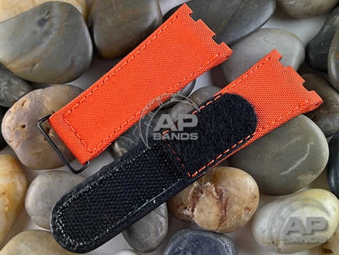 AP Bands Coral Orange Velcro Style Nylon Strap For Audemars Piguet Roy